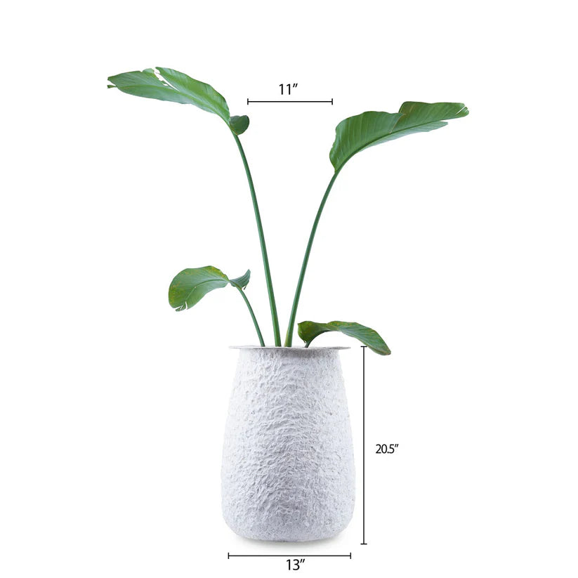 Noreli Round Planter White Coral Finish