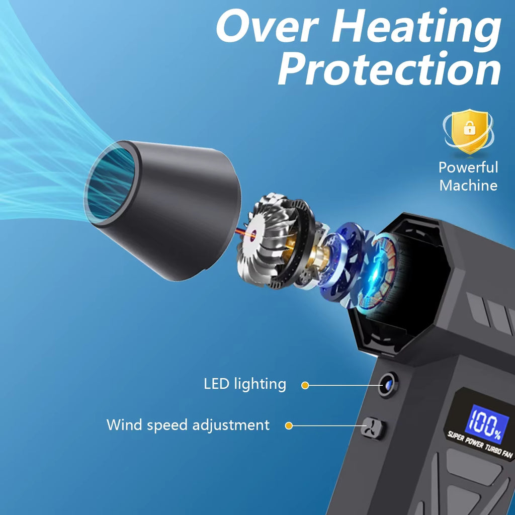 New P70 Air Blower 110000Rpm 4 Gear Adjustable Turbo Blower Jet With Led Light Battery Display Cordless Compressed Air Duster